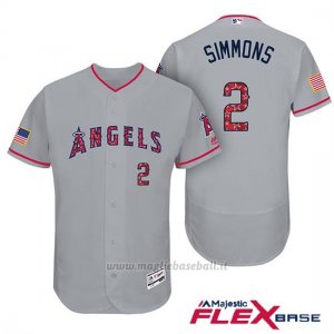 Maglia Baseball Uomo Los Angeles Angels 2017 Estrellas y Rayas Andrelton Simmons Grigio Flex Base