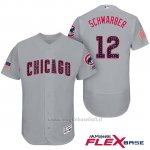 Maglia Baseball Uomo Chicago Cubs 2017 Estrellas y Rayas Cubs 12 Kyle Schwarber Grigio Flex Base