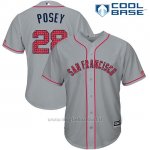 Maglia Baseball Uomo San Francisco Giants 2017 Estrellas y Rayas Buster Posey Grigio Cool Base