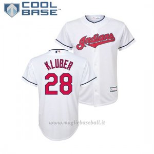 Maglia Baseball Bambino Indians Corey Kluber Cool Base Majestic 1ªReplica Bianco
