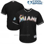 Maglia Baseball Uomo Miami Marlins Nero 2017 Allenamento Primaverile Cool Base