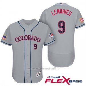 Maglia Baseball Uomo Colorado Rockies 2017 Estrellas y Rayas Dj Lemahieu 9 Grigio Flex Base