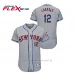 Maglia Baseball Uomo New York Mets Juan Lagares 150th Aniversario Patch Autentico Flex Base Grigio