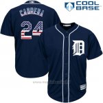 Maglia Baseball Uomo Detroit Tigers Miguel Cabrera 24 Blu Estrellas y Rayas Cool Base