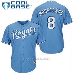 Maglia Baseball Uomo Kansas City Royals Mike Moustakas 8 Powder Blu Alterner Cool Base