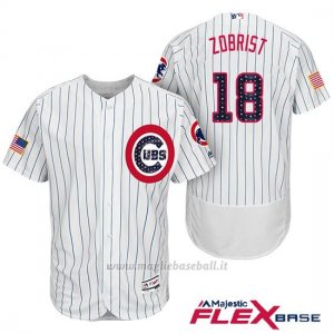 Maglia Baseball Uomo Chicago Cubs 2017 Estrellas y Rayas Cubs 18 Ben Zobrist Bianco Flex Base