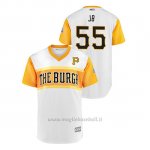 Maglia Baseball Uomo Pittsburgh Pirates 55 Josh Bell 2019 Little League Classic Jb Replica Bianco