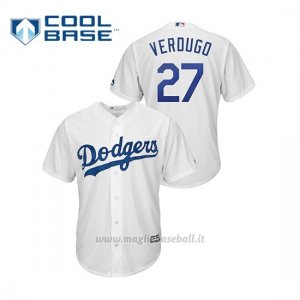 Maglia Baseball Uomo Los Angeles Dodgers 27 Alex Verdugo Cool Base Bianco