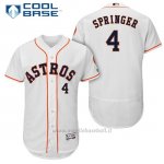 Maglia Baseball Uomo Houston Astros 4 George Springer Biancohome Autentico Collezione Giocatore Cool Base