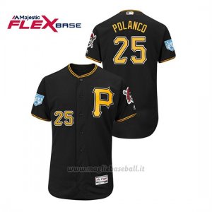 Maglia Baseball Uomo Pittsburgh Pirates Gregory Polanco 2019 Entrenamiento De Primavera Flex Base Nero