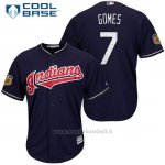 Maglia Baseball Uomo Cleveland Indians Yan Gomes 7 Blu 2017 Allenamento Primaverile Cool Base Giocatore