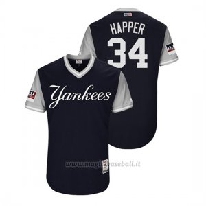 Maglia Baseball Uomo New York Yankees J.a. Happ 2018 Llws Players Weekend Happer Blu