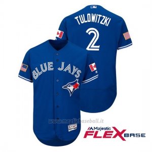 Maglia Baseball Uomo TOrnto Blue Jays Troy Tulowitzki 2018 Stars & Stripes Flex Base Royal