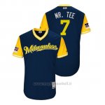 Maglia Baseball Uomo Milwaukee Brewers Eric Thames 2018 Llws Players Weekend Mr. Tee Blu