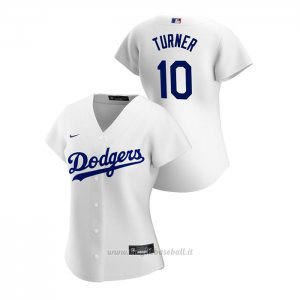 Maglia Baseball Donna Los Angeles Dodgers Justin Turner 2020 Replica Primera Bianco
