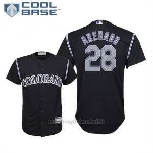 Maglia Baseball Bambino Rockies Nolan Arenado Cool Base Majestic Alterner Replica Nero