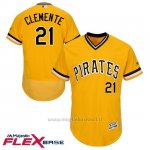 Maglia Baseball Uomo Pittsburgh Pirates Roberto Clemente Majestic Autentico Collezione Or Flex Base
