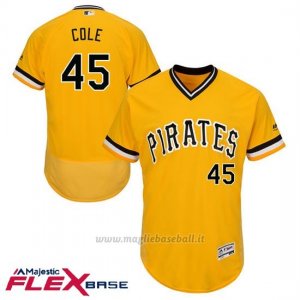 Maglia Baseball Uomo Pittsburgh Pirates Gerrit Cole Majestic Autentico Collezione Or Flex Base Giocatore