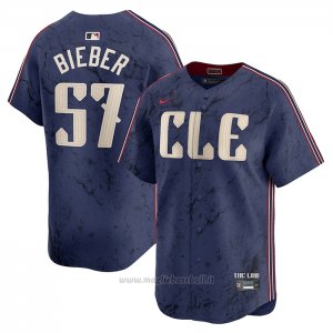 Maglia Baseball Uomo Cleveland Guardians Shane Bieber 2024 City Connect Limited Blu