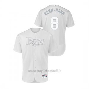 Maglia Baseball Hombre Tampa Bay Rays 8 Brandon Lowe 2019 Players Weekend Autentico Bianco