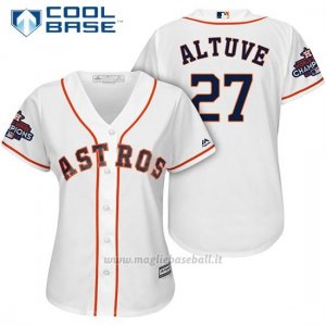 Maglia Baseball Donna Houston Astros 2017 World Series Campione Jose Altuve Bianco Cool Base