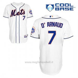 Maglia Baseball Uomo New York Mets Travis D'arnaud 7 Bianco Alterner Cool Base