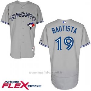 Maglia Baseball Uomo Toronto Blue Jays Jose Bautista Majestic Autentico Collezione Grigio Flex Base