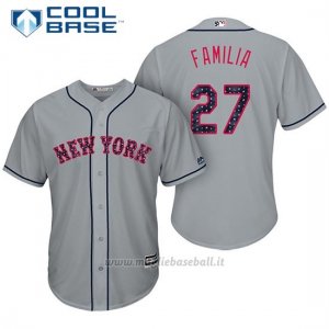 Maglia Baseball Uomo New York Mets 2017 Estrellas y Rayas Jeurys Familia Grigio Cool Base