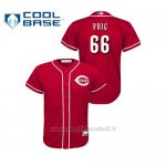 Maglia Baseball Hombre Cincinnati Reds 66 Yasiel Puig Cool Base Majestic Alternato Rosso