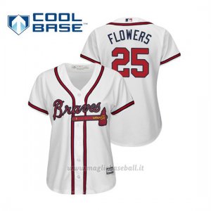 Maglia Baseball Donna Atlanta Braves Tyler Flowers Cool Base Majestic 1ª2019 Bianco