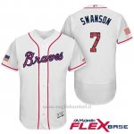 Maglia Baseball Uomo Atlanta Braves 2017 Estrellas y Rayas 3 Dansby Swanson Bianco Flex Base