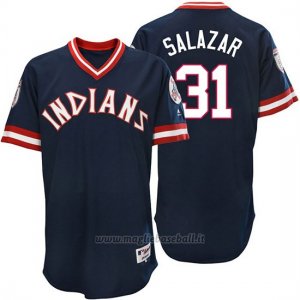 Maglia Baseball Uomo Cleveland Indians Danny Salazar Blu Turn Back The Clock