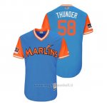 Maglia Baseball Uomo Miami Marlins Dan Straily 2018 Llws Players Weekend Thunder Light TOrnto Blue Jays