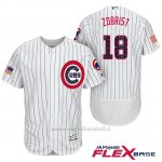 Maglia Baseball Uomo Chicago Cubs 2017 Estrellas y Rayas Cubs 18 Ben Zobrist Bianco Flex Base