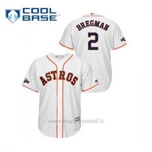 Maglia Baseball Uomo Houston Astros 2 Alex Bregman 2019 Postseason Cool Base Bianco