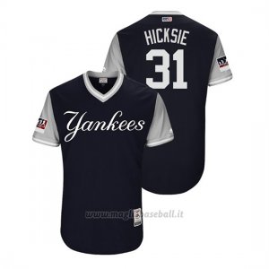 Maglia Baseball Uomo New York Yankees Aaron Hicks 2018 Llws Players Weekend Hicksie Blu