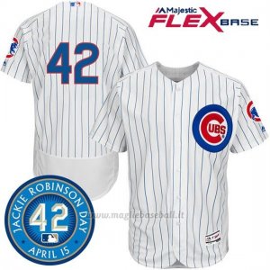 Maglia Baseball Uomo Chicago Cubs 42 Jackie Robinson Flex Base Bianco Majestic