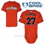 Maglia Baseball Uomo Miami Marlins Giancarlo Stanton 27 Arancione Alterner Cool Base
