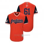 Maglia Baseball Uomo Cleveland Indians Dan Otero 2018 Llws Players Weekend Ot Rosso