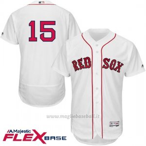 Maglia Baseball Uomo Boston Red Sox 15 Dustin Pedroia Bianco Flex Base Autentico Collezione