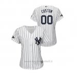Maglia Baseball Donna New Y Ork Yankees Personalizzate 2019 Postseason Cool Base Bianco