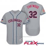 Maglia Baseball Uomo Colorado Rockies 2017 Estrellas y Rayas Tyler Chatwood 32 Grigio Flex Base