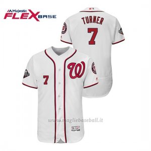 Maglia Baseball Uomo Washington Nationals 7 Trea Turner 2019 World Series Bound Flex Base Bianco