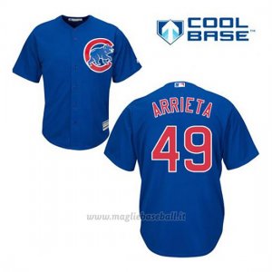 Maglia Baseball Uomo Chicago Cubs 49 Jake Arrieta Blu Alterner Cool Base
