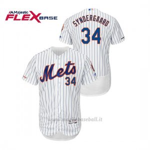 Maglia Baseball Uomo New York Mets Noah Syndergaard 150th Aniversario Patch Autentico Flex Base Bianco