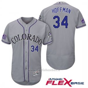 Maglia Baseball Uomo Colorado Rockies Jeff Hoffman 34 Grigio 25th Season Flex Base