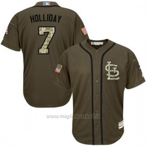 Maglia Baseball Uomo St. Louis Cardinals 7 Matt Holliday Verde Salute To Service