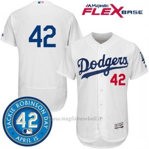 Maglia Baseball Uomo Los Angeles Dodgers Jackie Robinson Flex Base Bianco Majestic