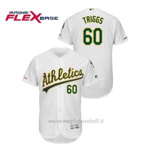 Maglia Baseball Uomo Oakland Athletics Andrew Triggs 150th Aniversario Patch Autentico Flex Base Bianco