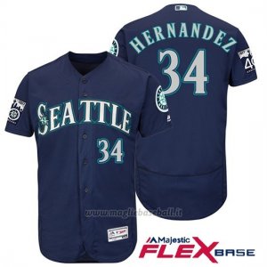 Maglia Baseball Uomo Seattle Mariners 34 Felix Hernandez Blu 2017 Flex Base